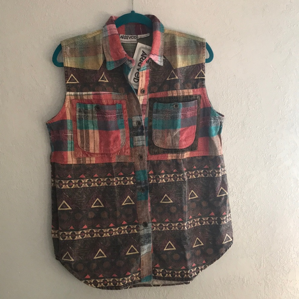 1980s NWT deadstock distressed flannel button-up - Picture 2 of 7